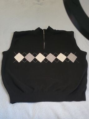 Lyle & Scott Black Knit Vest with Zip-Neck